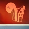 Naklejka domek 1337 w stylu Halloween, idealna do przytulnego pokoju dziecięcego, dodająca tajemnicz