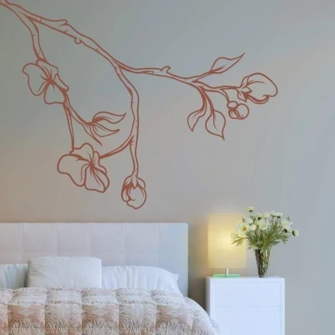 Elegancka naklejka gałąź 1342 w pastelowych odcieniach, idealna do przytulnej sypialni, dodająca sub