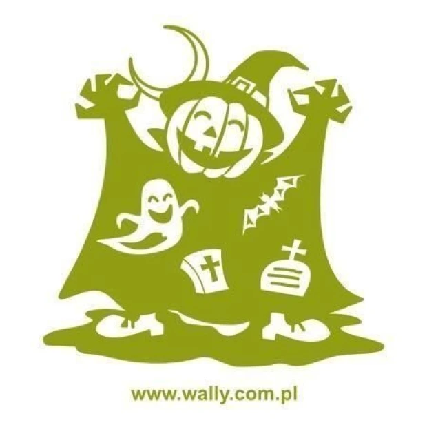 Wesoła naklejka z dynią Jacka, idealna do dekoracji dziecięcego pokoju na Halloween, w żywych kolora