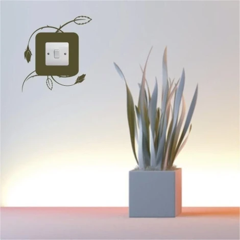 Szablon malarski kontakt 1088 - Aranżacja w salonie. Roślinność w doniczce obok włącznika na ścianie