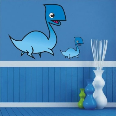 Naklejka dinozaura w pastelowych odcieniach, idealna do kolorowego pokoju dziecięcego, dodająca rado