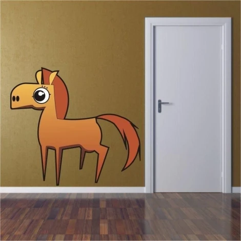 Naklejka klacz 04 w radosnym, dziecięcym stylu, idealna do pokoju małego miłośnika zwierząt.