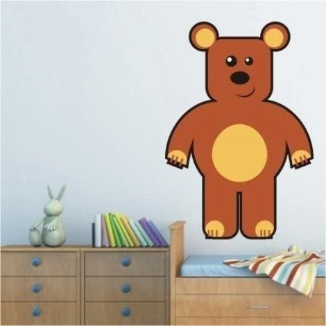 Urokliwa naklejka misia, idealna do dziecięcego pokoju, wprowadza radosny klimat i kolorowe akcenty.