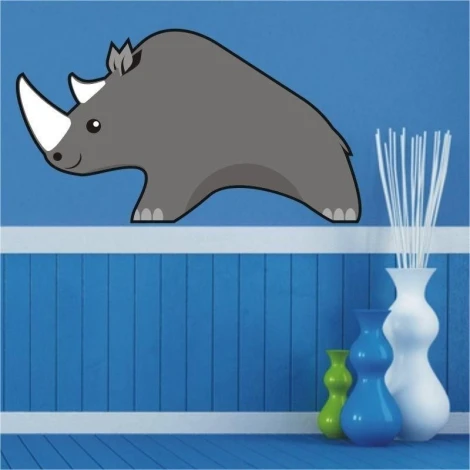 Naklejka nosorożca w radosnych kolorach, idealna do pokoju dziecięcego, dodająca uroku i kreatywnośc