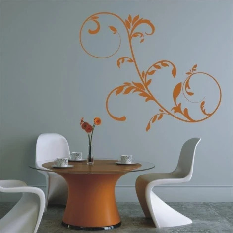 Elegancka naklejka floral 0794 w ciepłym odcieniu pomarańczy, idealna do nowoczesnej jadalni, dodają