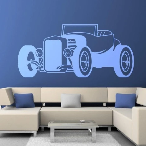 Stylowy szablon malarski hot rod 1325 w nowoczesnym salonie, dodający charakteru i dynamiki do przes