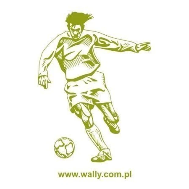 Dynamiczny szablon malarski piłkarza w soczystych odcieniach zieleni, idealny do pokoju młodego spor