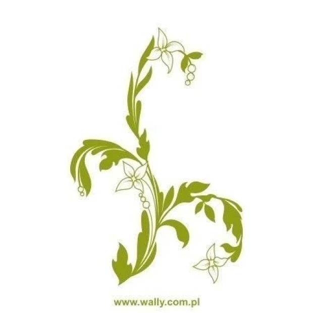 Elegancka naklejka floral 1424 w odcieniach zieleni, idealna do ożywienia nowoczesnego wnętrza.