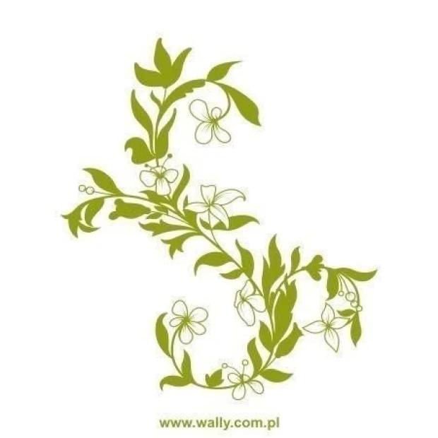 Naklejka floral 1425 w delikatnych odcieniach zieleni, idealna do ozdobienia ściany w nowoczesnym wn