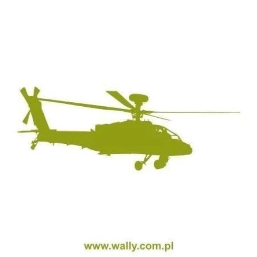 Naklejka ścienna z sylwetką helikoptera bojowego w przykładowym oliwkowym kolorze