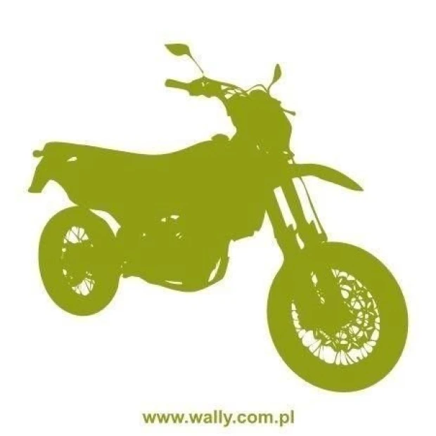 Naklejka ścienna przedstawiająca sylwetkę motocykla w przykładowym zielonym kolorze na białym tle
