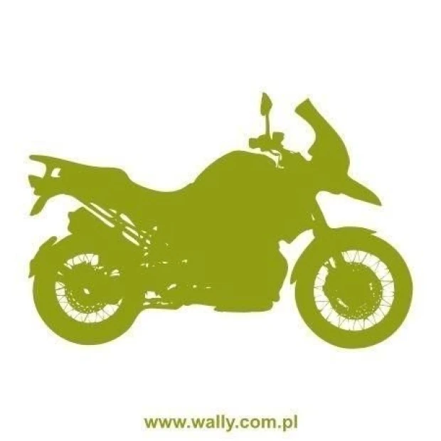 Naklejka ścienna przedstawiająca sylwetkę motocykla turystycznego w przykładowym oliwkowym kolorze