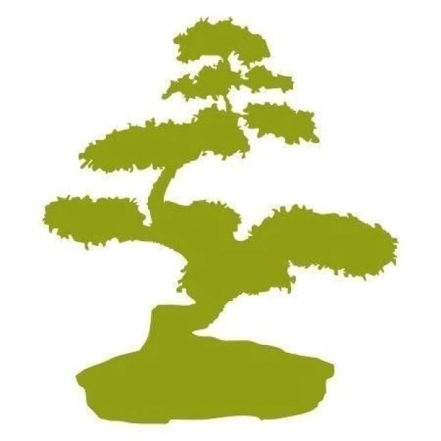 Naklejka drzewko bonsai w intensywnym zielonym kolorze, idealna do minimalistycznego wnętrza lub now