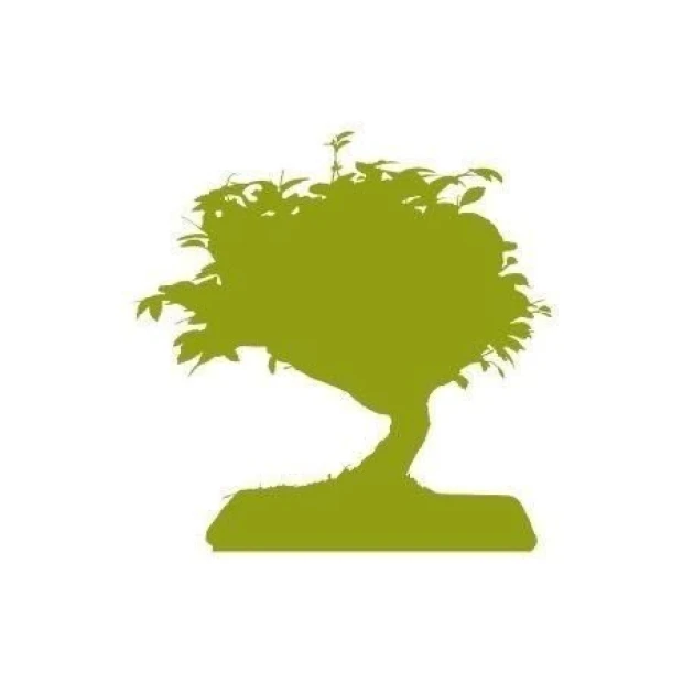 Szablon malarski z wzorem drzewka bonsai w doniczce, przedstawiony w przykładowej oliwkowej kolorystyce