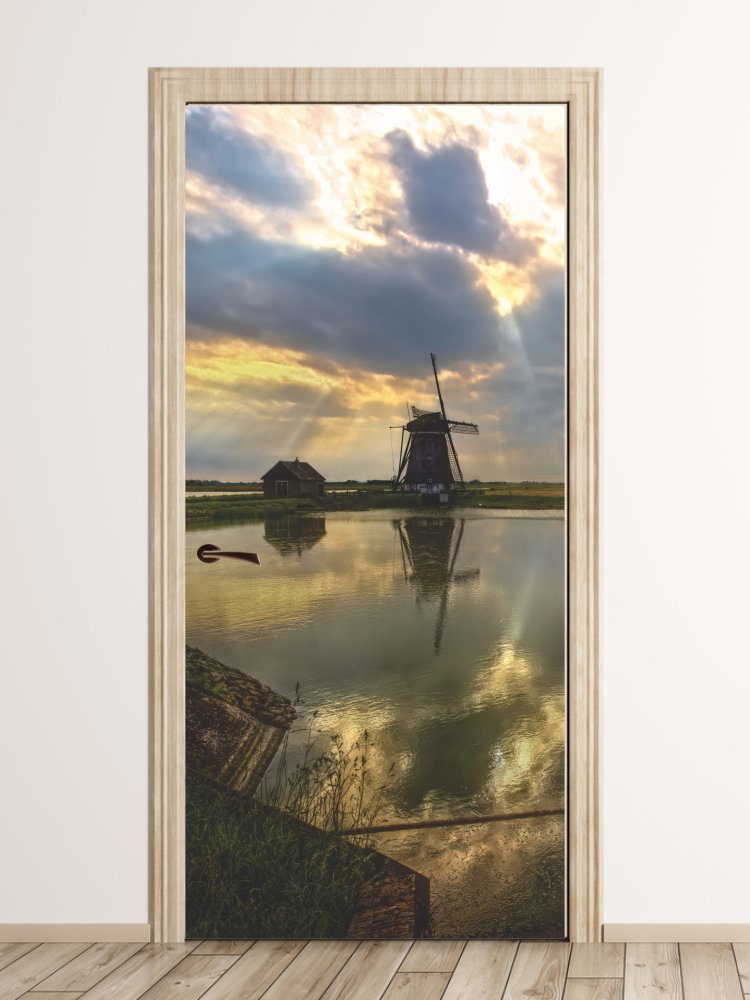 Fototapeta na drzwi jezioro i wiatrak FP 5941