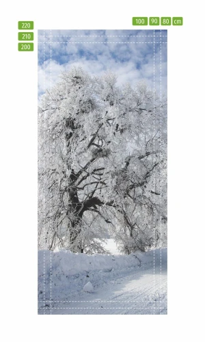 Fototapeta na drzwi ośnieżone drzewo FP 6145