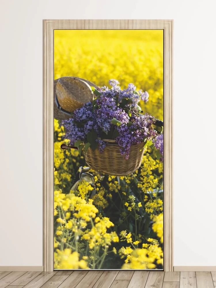 Fototapeta na drzwi rower pośród kwiatów FP 6281