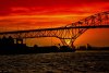 Fototapeta na ścianę czerwony zachód słońca nad mostem FP 5595