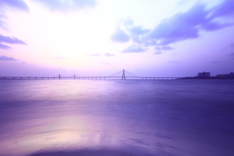 Fototapeta na ścianę most na tle fioletowego zachodu słońca FP 3597