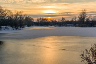 Fototapeta na ścianę zachodzące słońce nad zamarzniętym jeziorem FP 2016