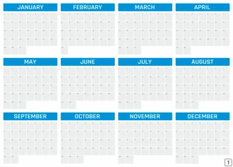 Kalendarz roczny suchościeralny uniwersalny wersja angielska 460