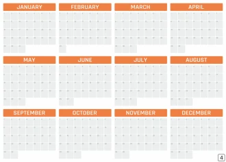 Kalendarz roczny suchościeralny uniwersalny wersja angielska 460