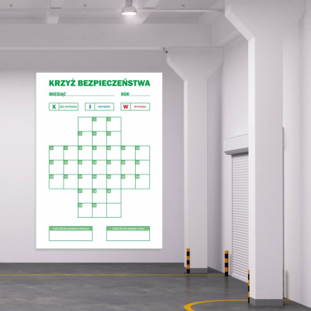 Magnetyczna suchościeralna tablica lean krzyż bezpieczeństwa 079