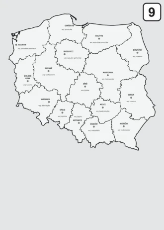 Magnetyczna tablica suchościeralna mapa Polski z podziałem na województwa 238