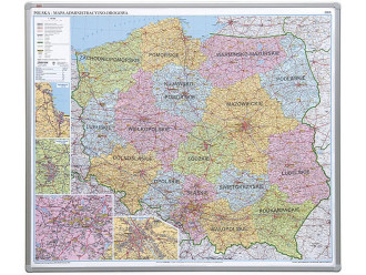 Tablica mapa Polski administracyjna 102x120 cm (pinezki)