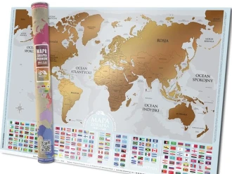 Mapa zdrapka Premium Świat + Flagi 