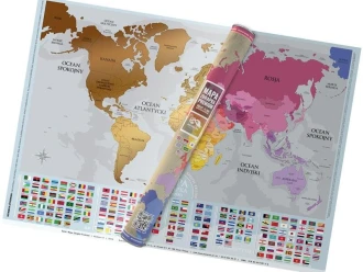 Mapa zdrapka Premium Świat + Flagi 