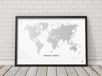Mapa świata zdrapka Loft white