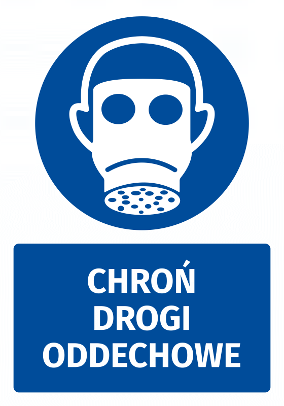 Naklejka BHP z piktogramem Chroń drogi oddechowe