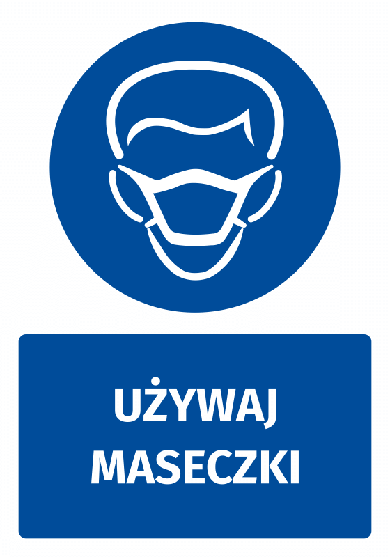 Naklejka BHP z piktogramem Używaj maseczki