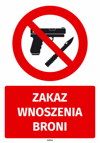 Naklejka BHP Zakaz wnoszenia broni
