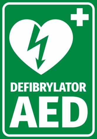Naklejka informacyjna Defibrylator AED