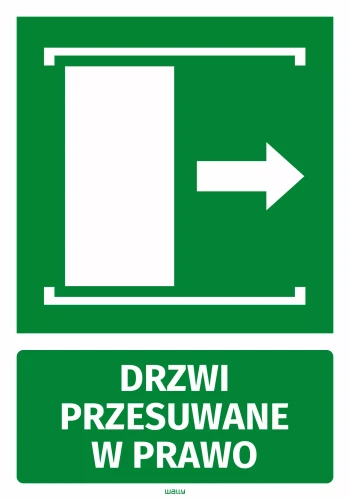 Naklejka informacyjna Drzwi przesuwane w prawo