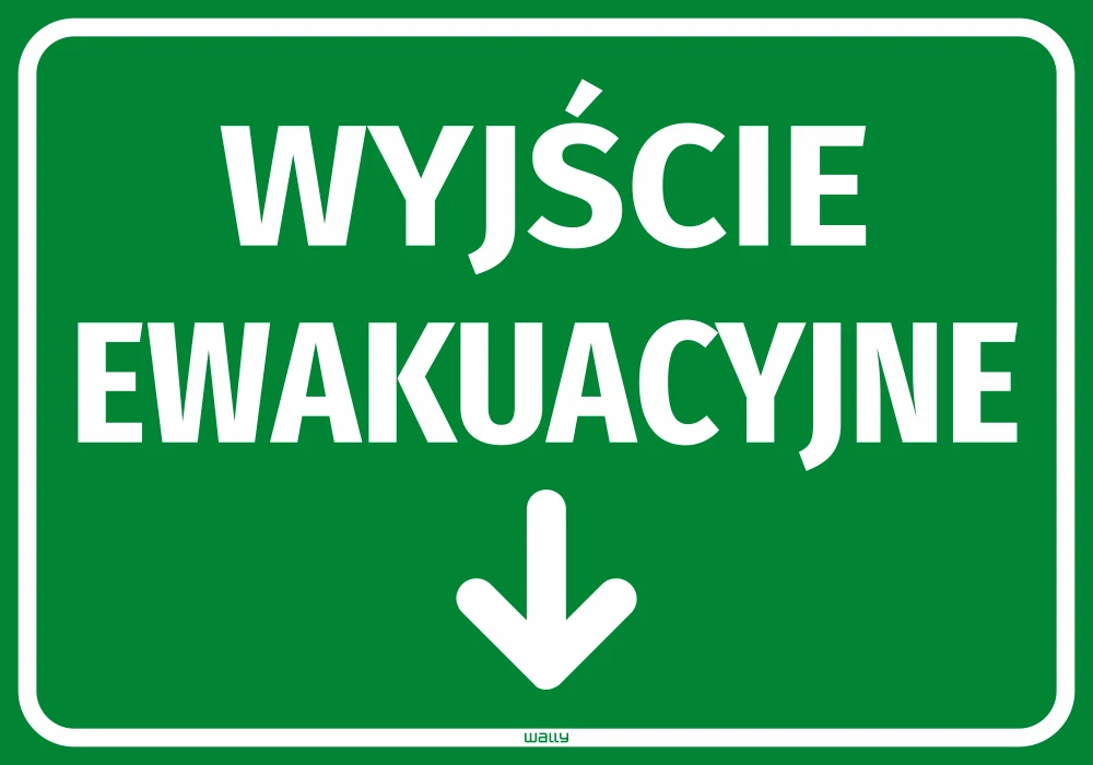 Naklejka informacyjna Wyjście ewakuacyjne Strzałka w dół