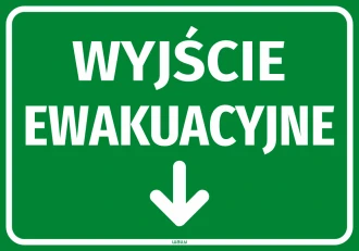 Naklejka informacyjna Wyjście ewakuacyjne Strzałka w dół