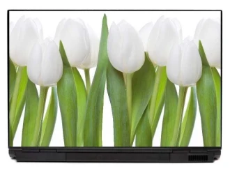 Naklejka na laptopa białe tulipany 0033