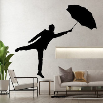 Naklejka na ścianę mężczyzna z parasolem 2399