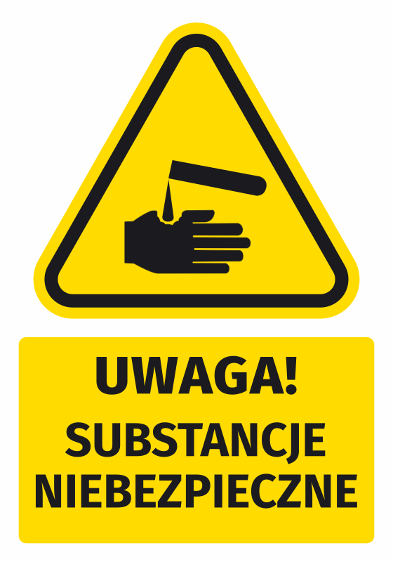 Naklejka ostrzegawcza BHP z piktogramem Uwaga! Substancje niebezpieczne