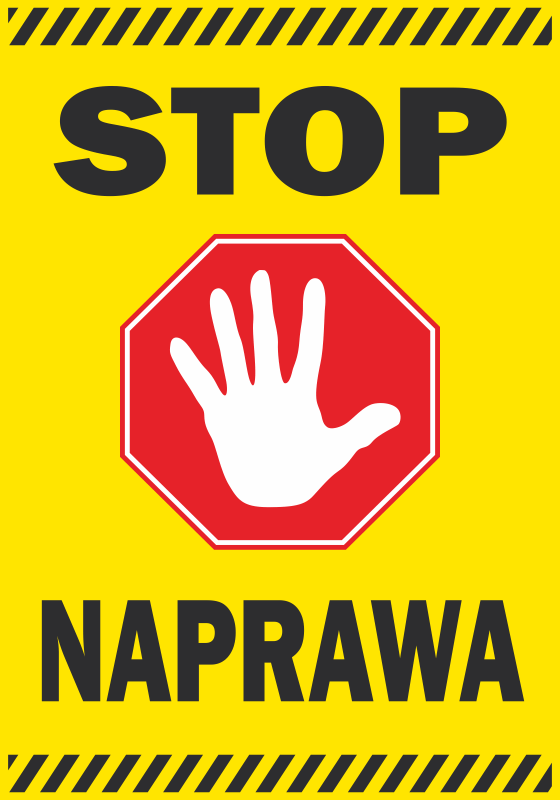 Naklejka Stop, naprawa