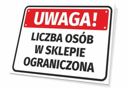 Naklejka Uwaga Liczba osób w sklepie ograniczona