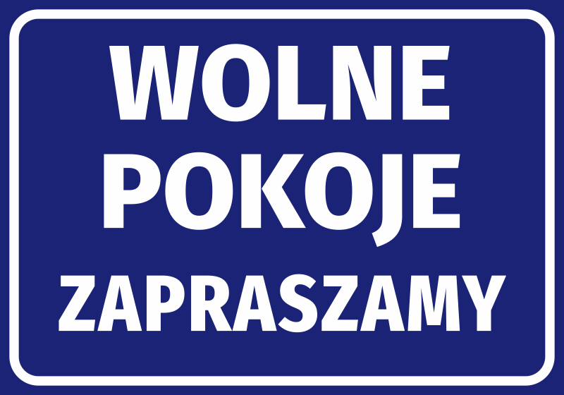 Naklejka Wolne pokoje, zapraszamy