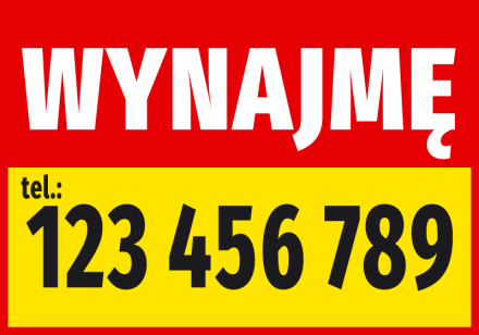 Naklejka Wynajmę, z numerem telefonu