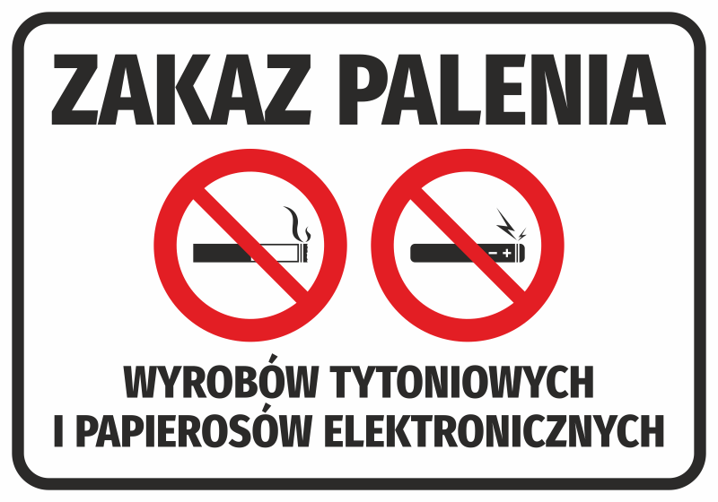 Tabliczka Zakaz palenia wyrobów tytoniowych i papierosów elektronicznych
