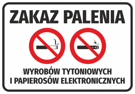 Naklejka Zakaz palenia wyrobów tytoniowych i papierosów elektronicznych N136