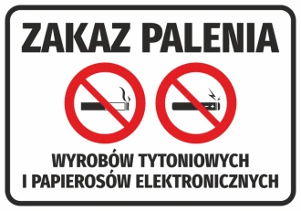 Naklejka Zakaz palenia wyrobów tytoniowych i papierosów elektronicznych N136