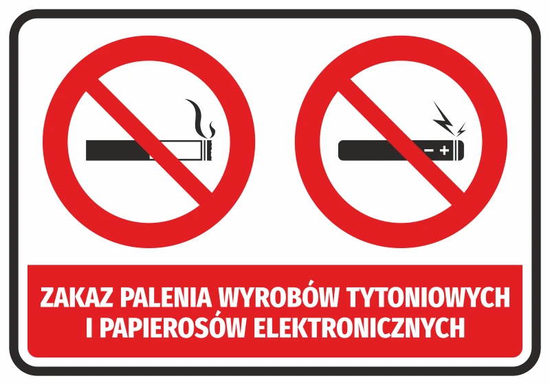 Naklejka Zakaz palenia wyrobów tytoniowych i papierosów elektronicznych N137